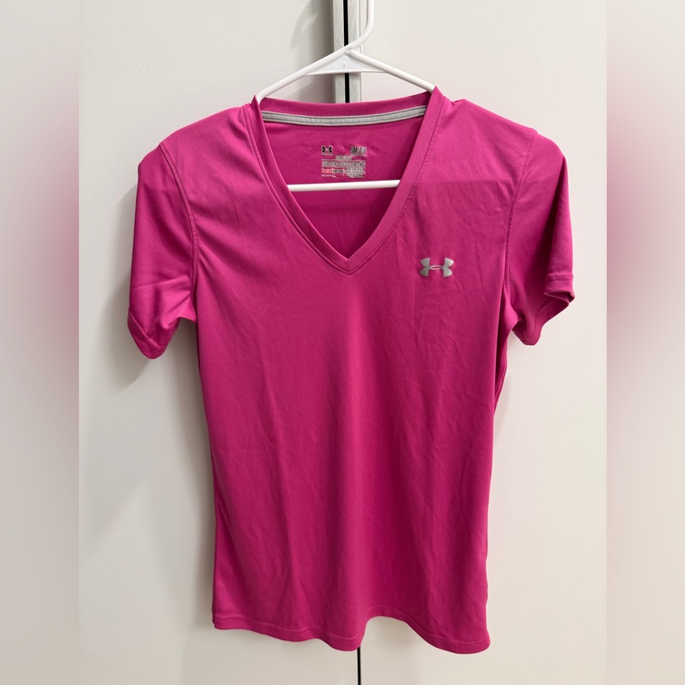 Under Armour Bright Pink V-Neck Tee